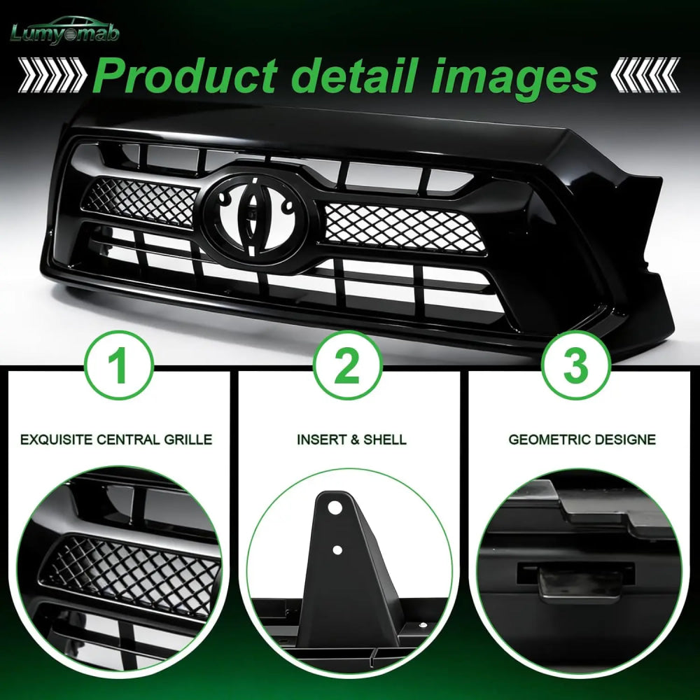 Front Grille Grill Compatible With 2012 2013 2014 2015 Toyota Tacoma Pickup Truck TRD Style Front Bumper Mesh Grill Assembly