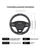For Ford Mondeo Focus Raptor Puma Edge Explorer Ecosport Ranger F150 Kuga Car AntiSlip Carbon Fiber Leather Steering Wheel Cover