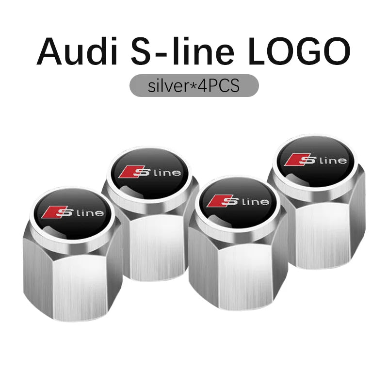 3D Metal Tire Valve Caps Car Tyre Air Stems Cover For Audi S Line A1 A3 A4 A5 A6 A7 S3 S4 S5 S6 S7 Q3 Q4 Q5 Q7 Q8 Accessories