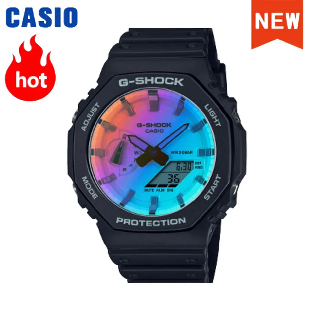 2026 NeW Casio GA-2100 series men's watch Flame Inside trendy sportsmultifunctional fashion anti-shock color disc watch G-SHOCK
