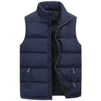 Chaleco para hombre, chaqueta cálida sin mangas, abrigo impermeable con cremallera para invierno, chaleco informal con cuello levantado para otoño, ropa de marca
