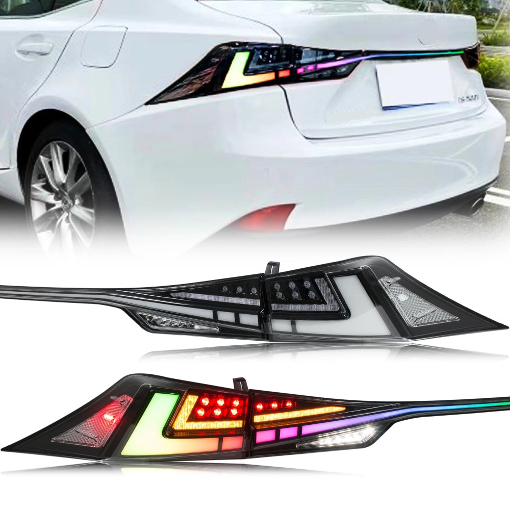 LED RGB Tail Lights for Lexus IS250 IS350 IS200t IS300 ISF 2014-2020 3IS Sequential Turn Signal Rear Trunk Lid Lamps Assembly
