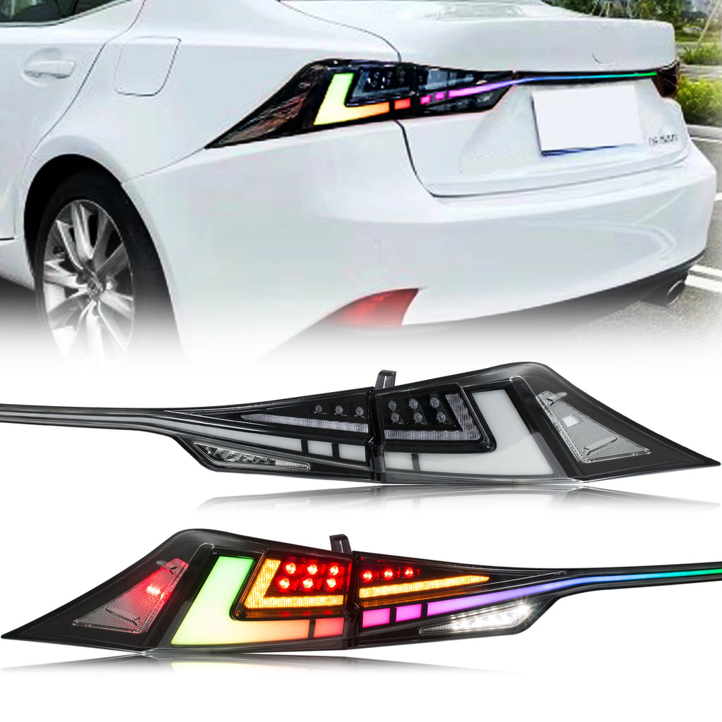 LED RGB Tail Lights for Lexus IS250 IS350 IS200t IS300 ISF 2014-2020 3IS Sequential Turn Signal Rear Trunk Lid Lamps Assembly
