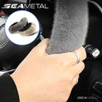 SEAMETAL Winter Warm Steering Wheel Cover Soft Plush Steer Cover Flexible Anti Slip Full-Wrapped Steering Protector for 37-39cm
