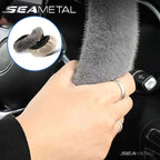 SEAMETAL Winter Warm Steering Wheel Cover Soft Plush Steer Cover Flexible Anti Slip Full-Wrapped Steering Protector for 37-39cm