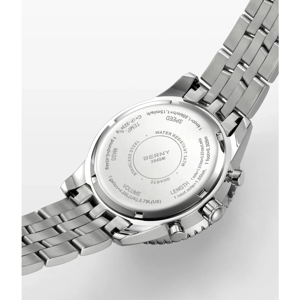 BERNY Chronograph Watches for Men Aviation Multifunction Quartz Men's Watch Date Sapphire Super Luminous Luxury Wristwatch
