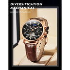 OLEVS 6658 Mens Watch Business Leather Strap Reloj  Hollow out Mechanical Automatic Wristwatch Waterproof Luminous Watch For Man