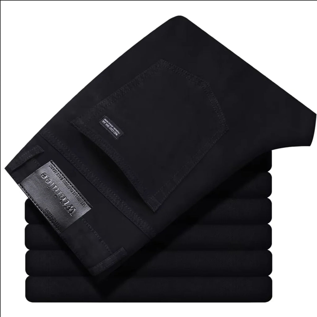 Wthinlee, Nuevos Jeans Casuales para Hombre, Corte Recto, Elásticos, Clásicos, Azules y Negros, Pantalones de Mezclilla para Trabajo, Ropa Masculina