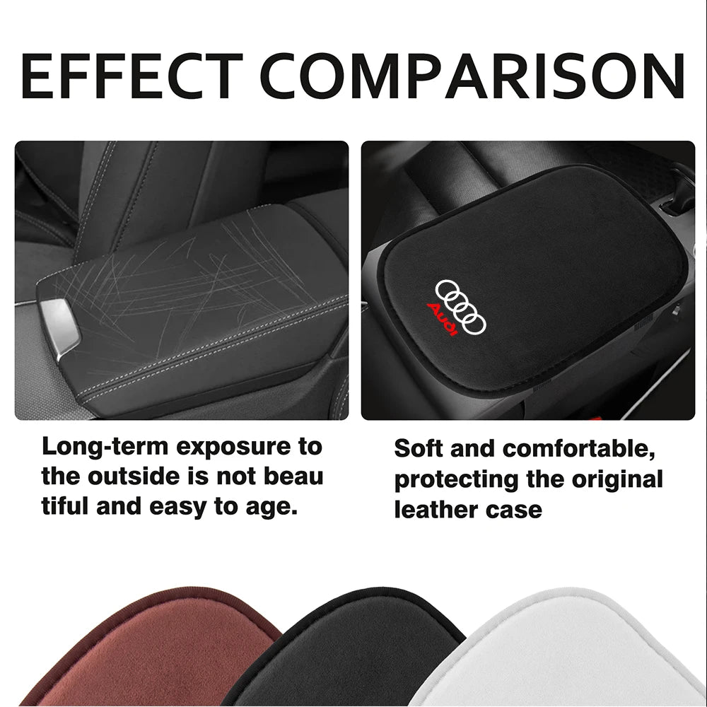 Suede Leather Armrest Mat Arm Rest Protection Cushion Auto Armrest Valve Cap For Audi Sline S3 A4 S4 TT Q1 C2 Q3 S7 B8 B9 8P 8V