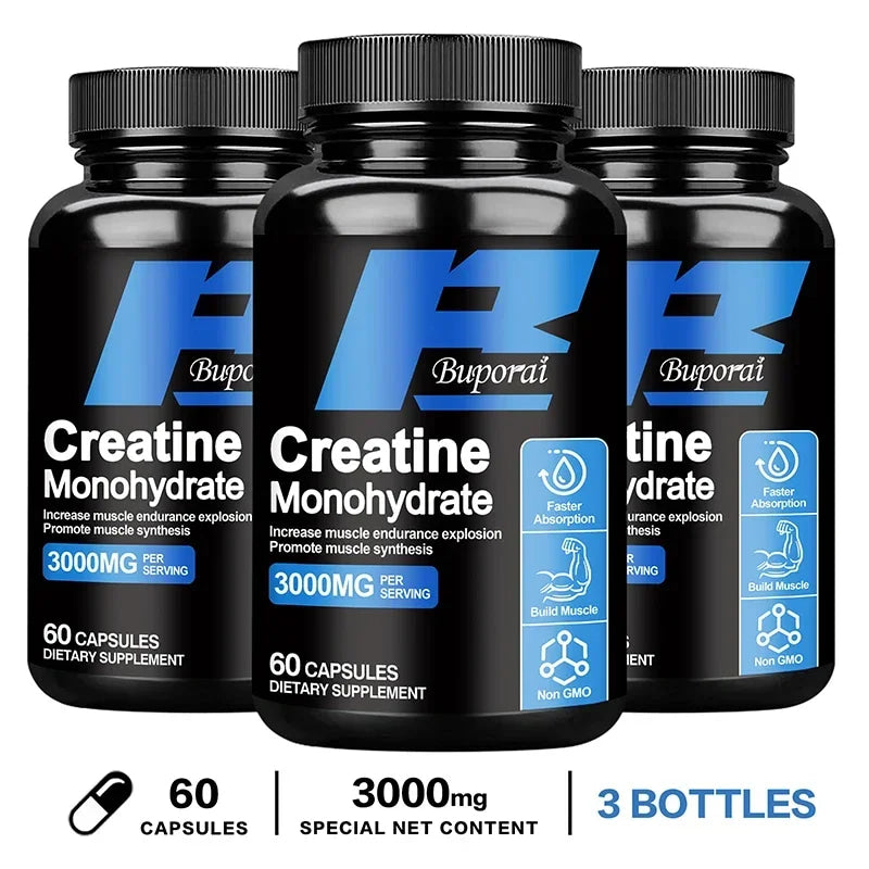Creatine Monohydrate - Enhance Muscle Strength, Promote Muscle Growth, Improve Athletic Performance, Vegetarian, Gluten-free