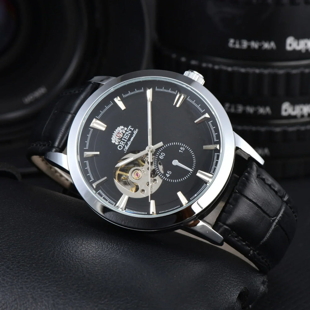 Orient Double Lion Watch Japanese Fully Automatic Mechanical Watch Hollowed Out Business Men's Watch Leather Strap