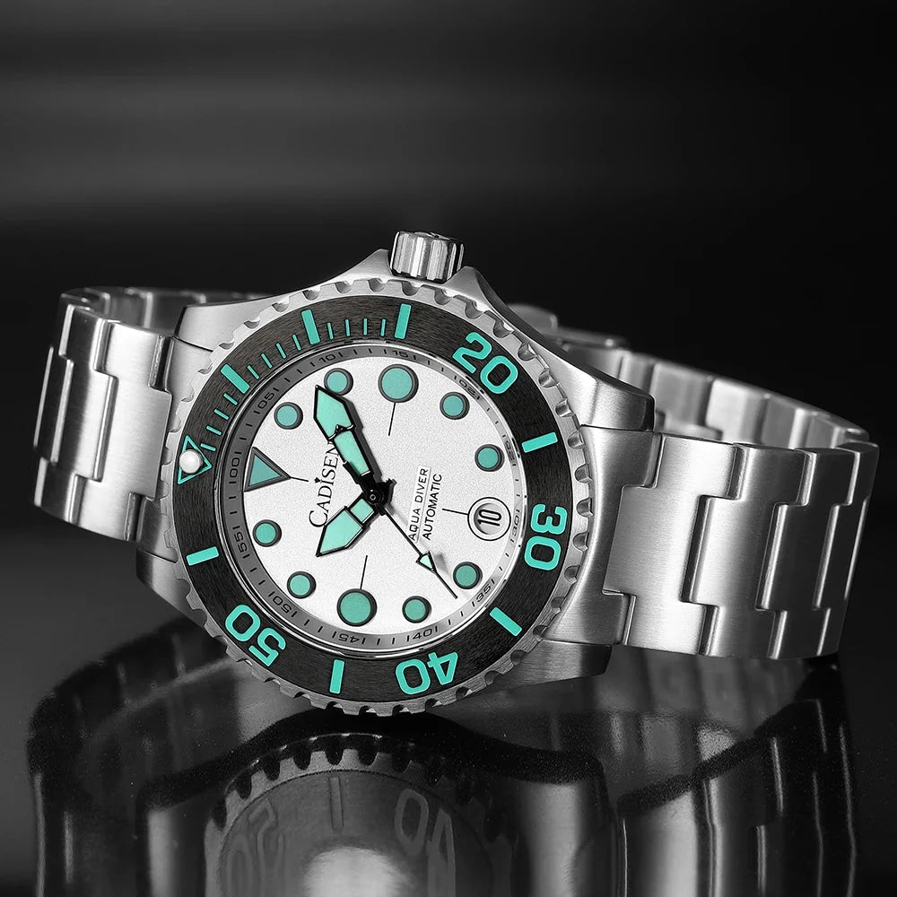 CADISEN AQUA DIVER New Brand Luxury Men Watches Automatic Watch Japan MIYOTA 8215 100M Waterproof Luminous Mechanical Wristwatch