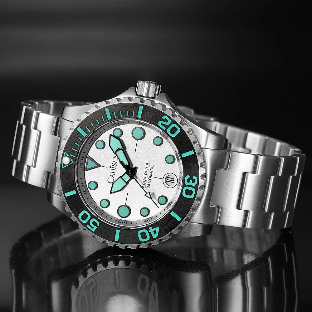 CADISEN AQUA DIVER New Brand Luxury Men Watches Automatic Watch Japan MIYOTA 8215 100M Waterproof Luminous Mechanical Wristwatch
