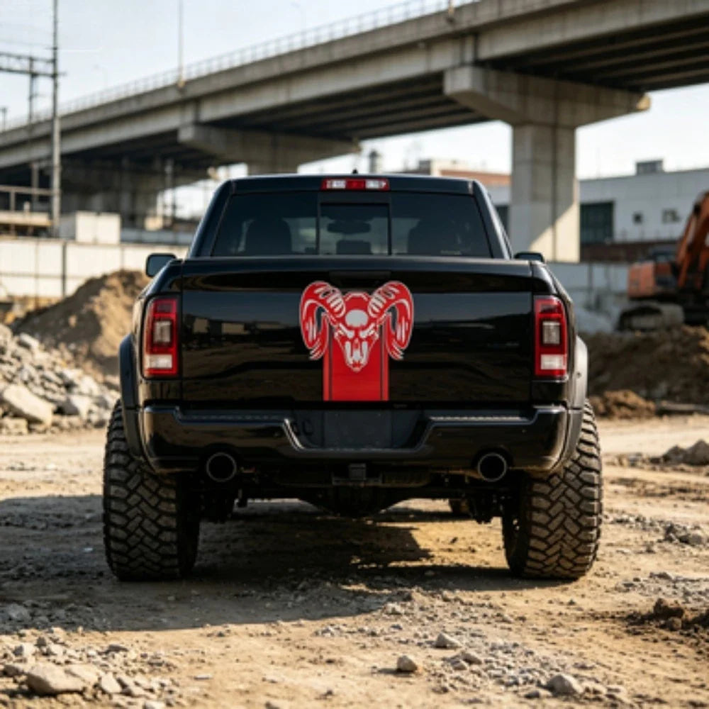 Ram Skull Stripe Waterproof Vinyl Truck Stickers Tailgate Decals Fit Dodge Ram 1500 2500 3500 Rebel Mopar Exterior Decor