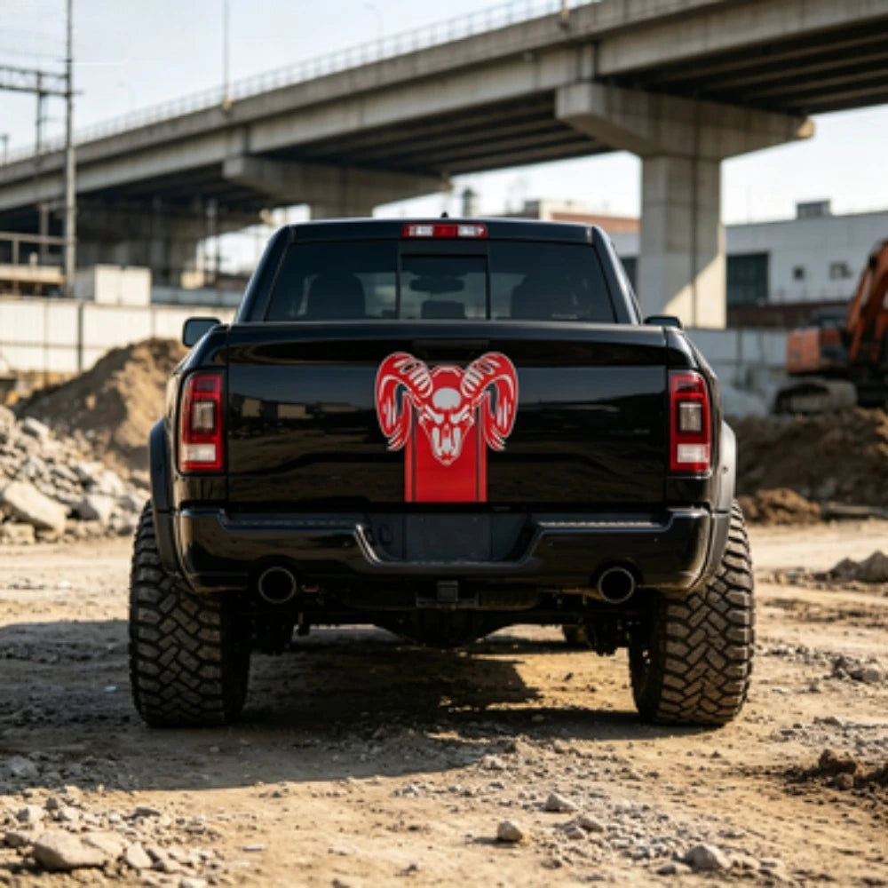 Ram Skull Stripe Waterproof Vinyl Truck Stickers Tailgate Decals Fit Dodge Ram 1500 2500 3500 Rebel Mopar Exterior Decor