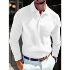 Spring New Light Luxury Light Business Mature Casual Men Sports Retro Style Striped Fashion Men Outdoor Long Sleeve POLO Shirt