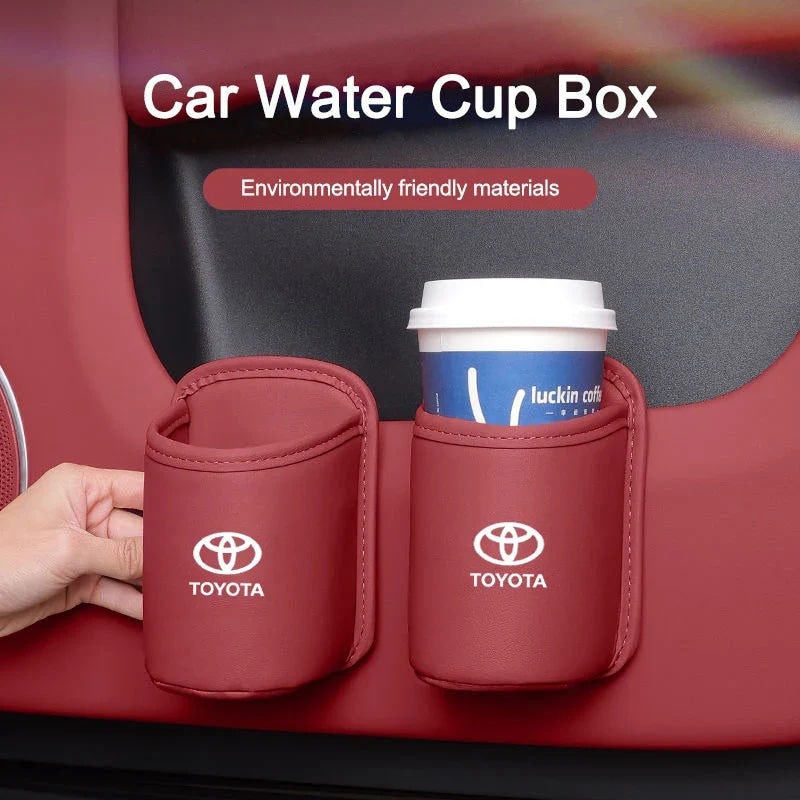For Toyota Car Door Water Cup Holder Back Seat Drink Rack Leather Storage  Corolla Yaris Prius Camry Auris Avensis car sticker