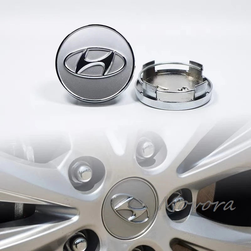 4pcs 3D 60mm For Car Metal Emblem Wheel Hub Center Cap Metal Covers For Hyundai Tucson IX35 I30 I20 Kona Coupe Veloster I40 Getz