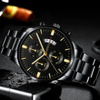 Reloj de pulsera de cuarzo con calendario de lujo de acero inoxidable a la moda para hombre, relojes de negocios para hombre, reloj Montre Homme