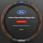 For Ford Mondeo Focus Raptor Puma Edge Explorer Ecosport Ranger F150 Kuga Car AntiSlip Carbon Fiber Leather Steering Wheel Cover