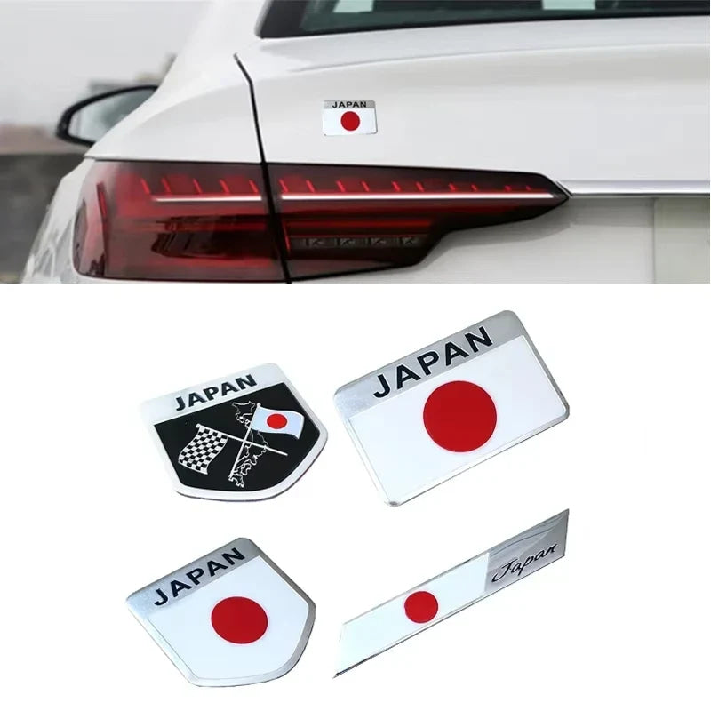 Aluminum Japanese JAPAN National Flag Car Emblem Motorcycle Body Trunk Decal Sticker For Toyota Honda Suzuki Nissan Mazda SUBARU