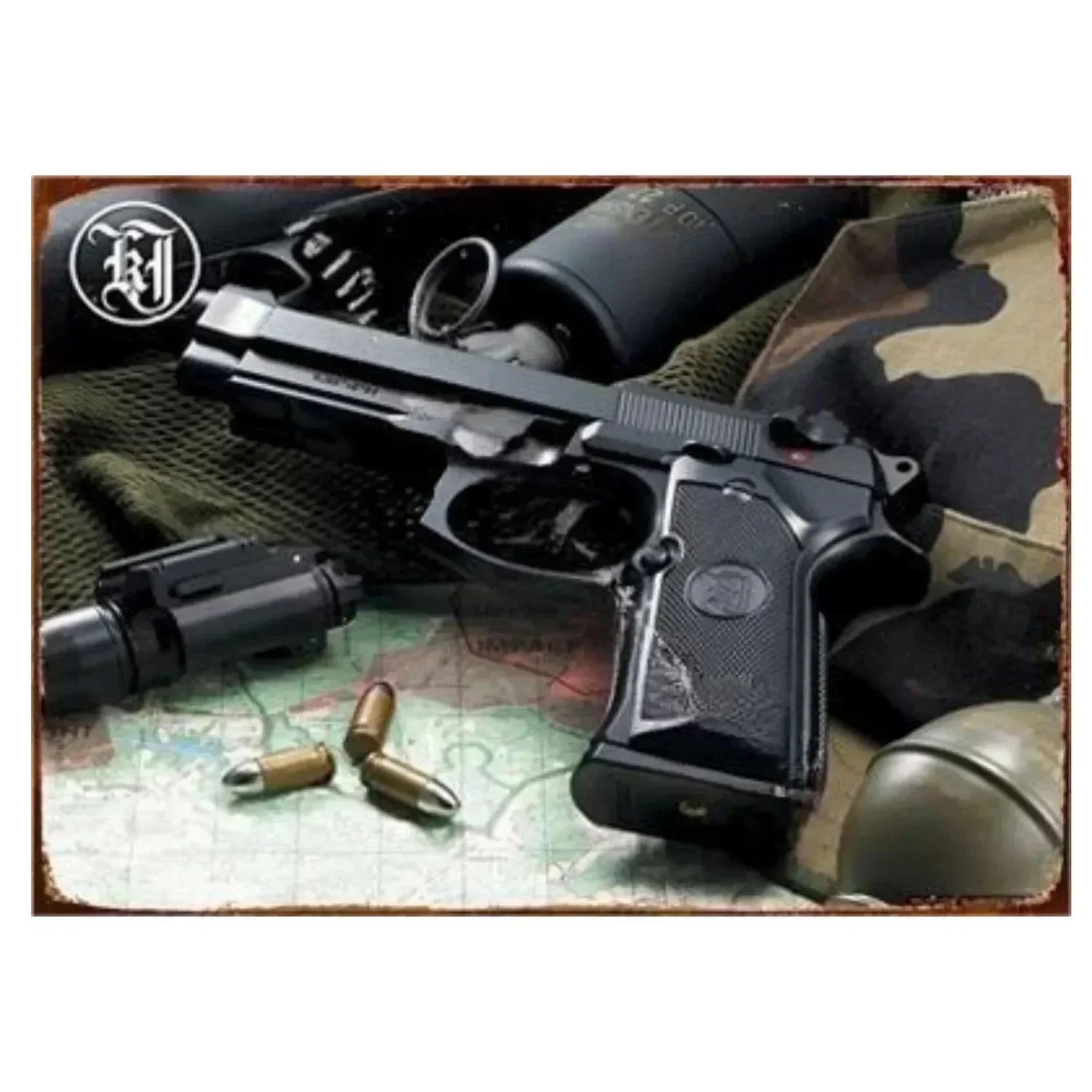 Letreros Metálicos con Forma de Pistola, que Exudan un Toque Militar, Ideales como Decoración de Pared en Cuartos de Hombre, Hogares, Cafeterías, Jardines, Clubes y Bares.
