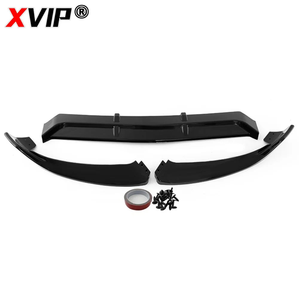 XVIP Glossy Black 3-Piece BBS Style Front Bumper Lip Spoiler For Mercedes Benz C-Class W205 2015-2018