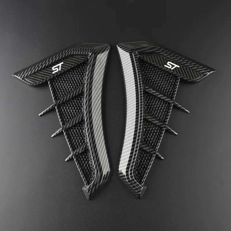 Black Car Fender Side Vents Air Flow Intake Hole Shark 3D Grille Sticker Cover for Ford Focus ST Mondeo Fiesta Kuga Escape Car