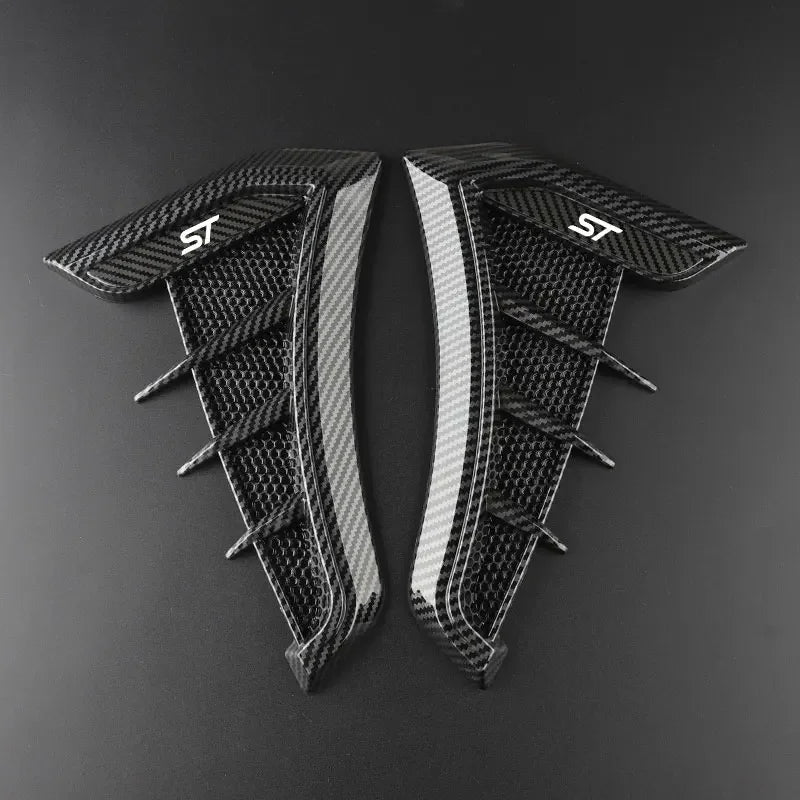 Black Car Fender Side Vents Air Flow Intake Hole Shark 3D Grille Sticker Cover for Ford Focus ST Mondeo Fiesta Kuga Escape Car