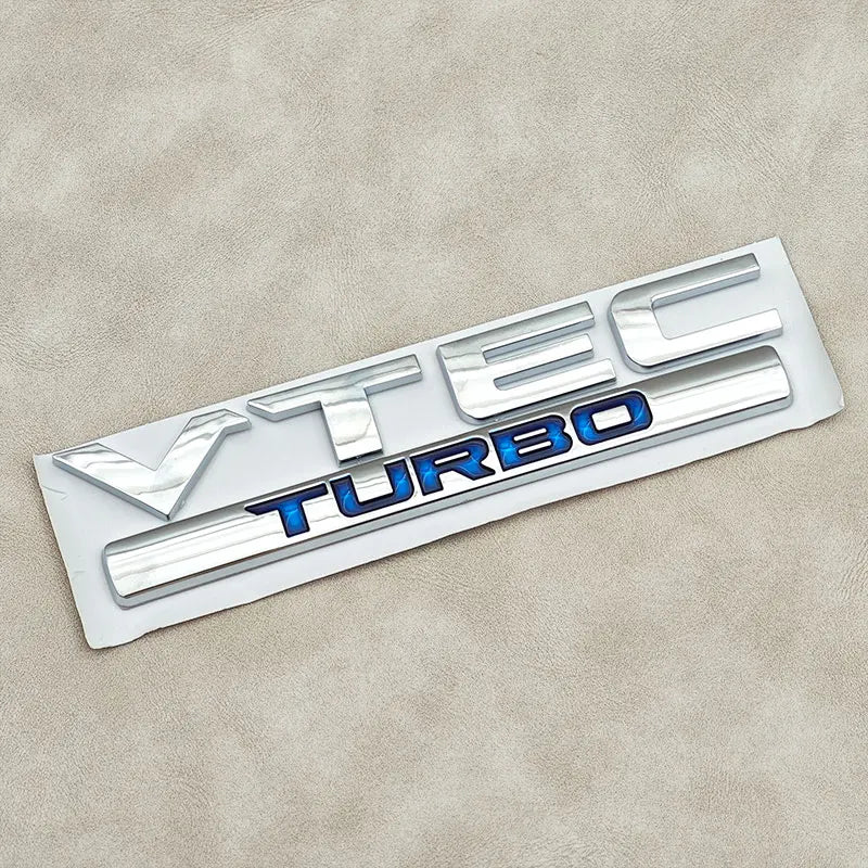 3D ABS Chrome Black Letters VTEC TURBO Logo Badge Emblem Car Rear Trunk Sticker for Honda Civic Accord CRV Auto Accessories