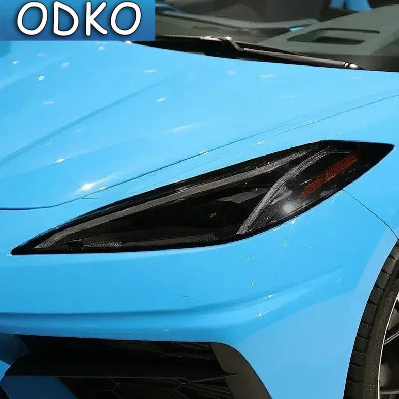 Car Headlight Protection Tint Film Smoke Black TPU Transparent Light Sticker For Chevrolet Corvette C7 C8 2014-On Accessories