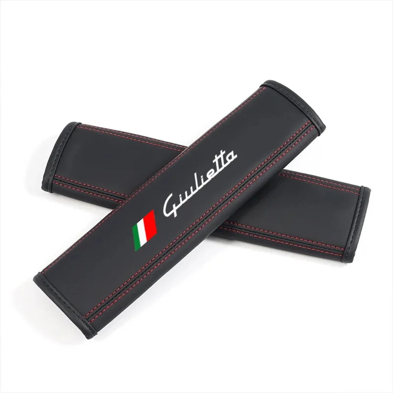 Car Seat Belt Nappa Leather Belt Shoulder Covers Interior For Alfa Romeo Giulia Stelvio Giulietta MITO Auto Accessories