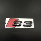 2PCS 4Ring logo ABS Black Car Hood Front Grill Emblem Rear Trunk Badge Sticker 2P S3 1P Audi Sport For AUDI S3 2010-2020