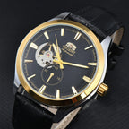 Orient Double Lion Watch Japanese Fully Automatic Mechanical Watch Hollowed Out Business Men's Watch Leather Strap