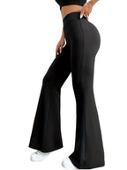 Pantalones acampanados ajustados de cintura alta para primavera y verano para mujer, pantalones negros largos de pierna delgada, pantalones finos de pierna ancha para mujeres delgadas