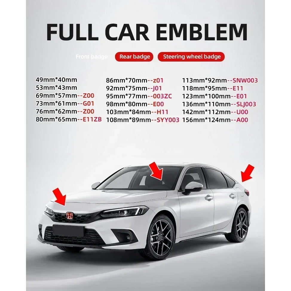 1pcs 3D H Custom Badge Decal for Honda Civic VEZEL CRV City Accord Fit Odyssey Car Hood Front Grill Rear Trunk H Logo Sticker