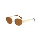 Gafas de sol de marca de Metal de lujo para hombres y mujeres, gafas de sol de moda de diseñador Unisex, gafas ovaladas Unisex con estilo