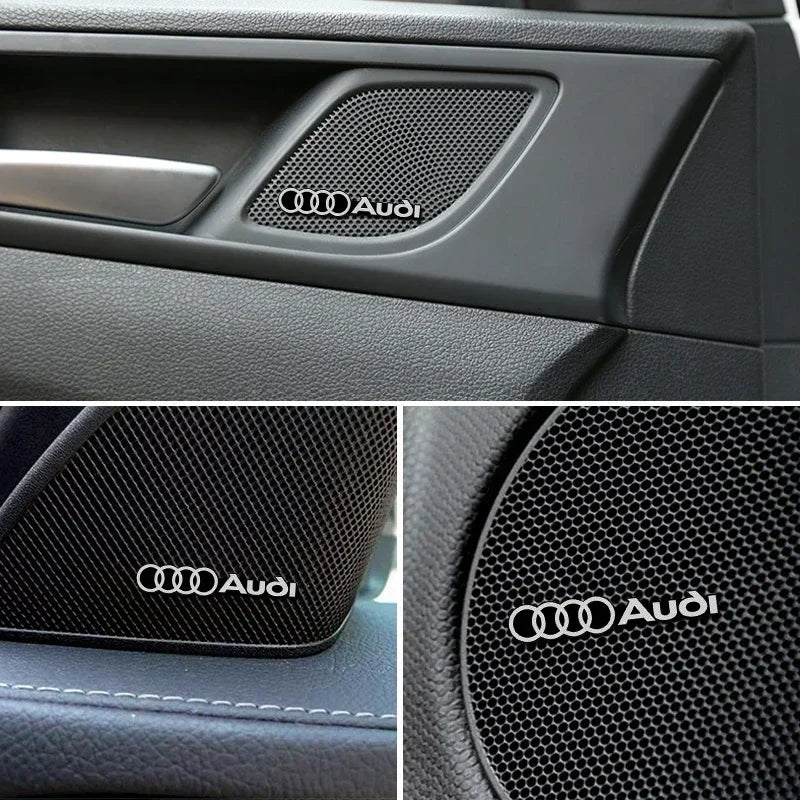 4pcs 3D Aluminum Badge Emblem Sticker car audio decorate For Audi A1 A3 A4 B8 8P A6 C7 A5 Q5 B7 B6 B9 A7 A8 RS Q3 Q7 Q2 TT