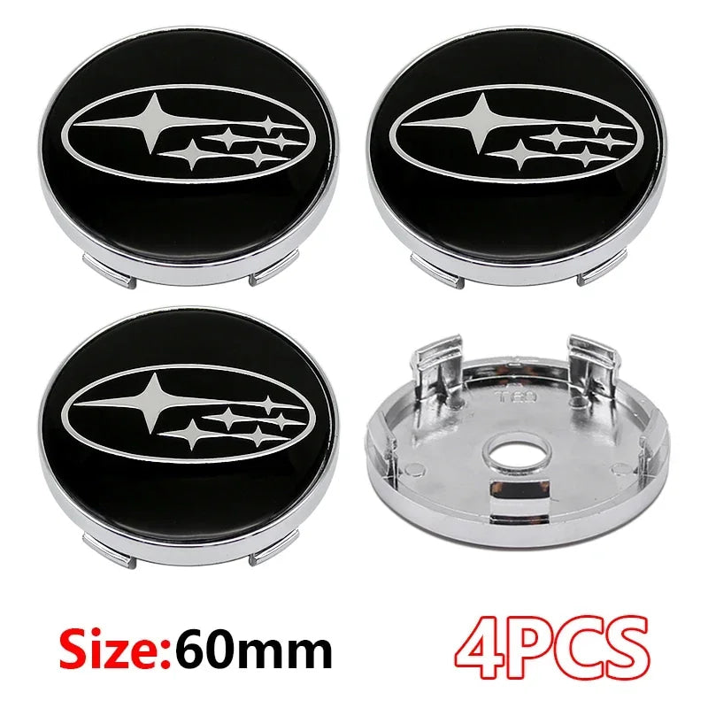 For Subaru WRX BRZ DRL XV STI Outback Legacy Forester Impreza Tribeca 4Pcs ABS 60mm Wheel Center Cover Hub Cover Logo