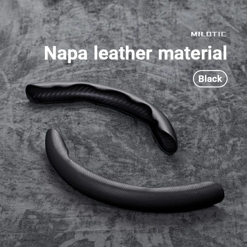 Universal Suede / Nappa Leather Car Steering Wheel Cover 38CM Breathable O/D Shape Protector Non-Slip Auto Interior Accessories