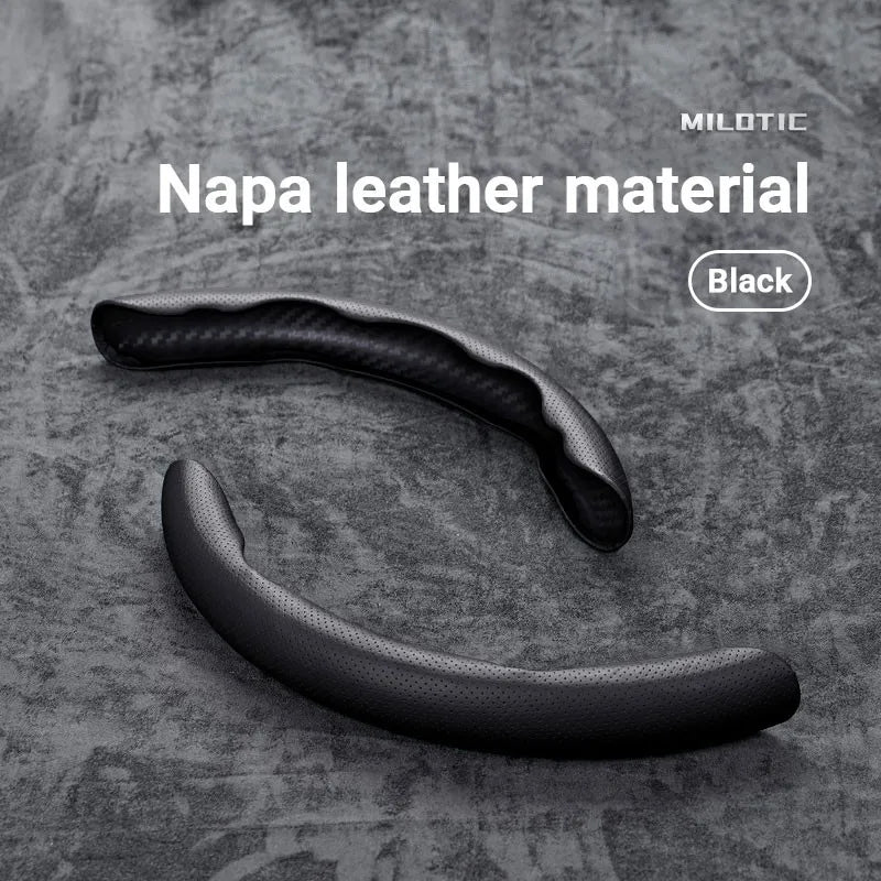 Universal Suede / Nappa Leather Car Steering Wheel Cover 38CM Breathable O/D Shape Protector Non-Slip Auto Interior Accessories