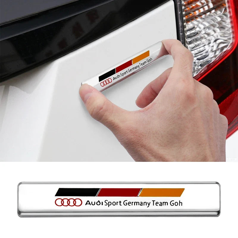 Car Metal Logo Front Grill Badge Decal For Audi Sline A3 A1 A4 B8 B7 A6 C7 A5 A7 A8 B9 B6 C6 Q2 Q3 Q5 Emblem Sticker Accessorie