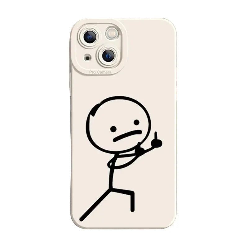 Cartoon Matchman Phone Case For iPhone 11 12 13 14 15 Pro Max XR XS X 7 8 Plus SE 2020 Shockproof Matte Soft TPU Silicone Cover