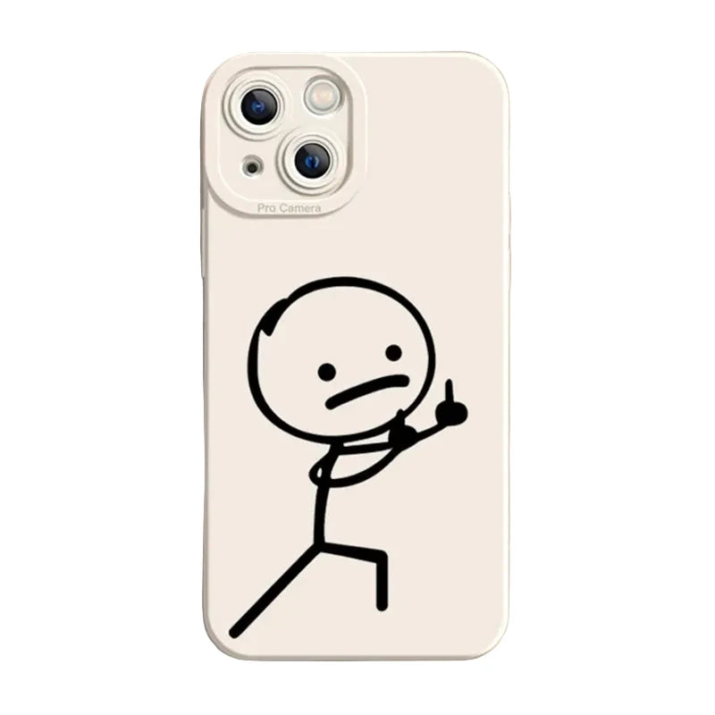 Cartoon Matchman Phone Case For iPhone 11 12 13 14 15 Pro Max XR XS X 7 8 Plus SE 2020 Shockproof Matte Soft TPU Silicone Cover