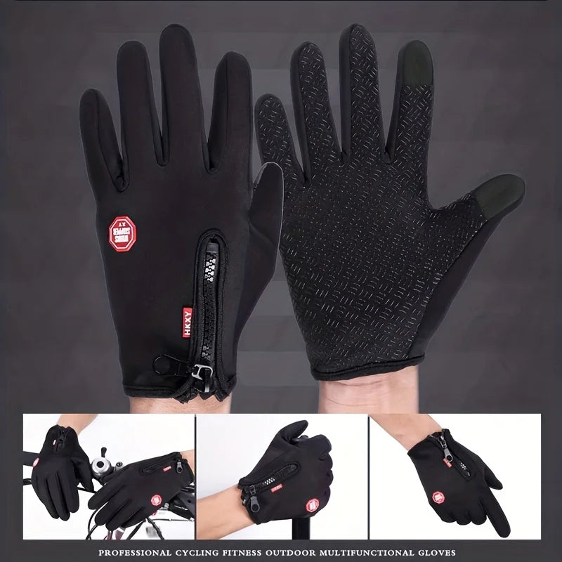 Guantes de invierno para hombres y mujeres con pantalla táctil cálidos para ciclismo al aire libre conducción motocicleta guantes fríos guantes antideslizantes a prueba de viento