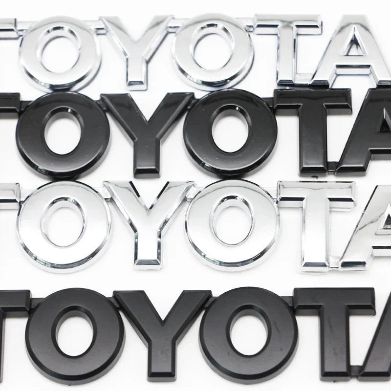 3D ABS TOYOTA Letters Emblem Rear Trunk Badge Logo Nameplate Sticker Black Chrome For Hilux Highlander Yaris RAV4 Camry Corolla