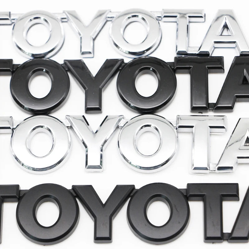 3D ABS TOYOTA Letters Emblem Rear Trunk Badge Logo Nameplate Sticker Black Chrome For Hilux Highlander Yaris RAV4 Camry Corolla