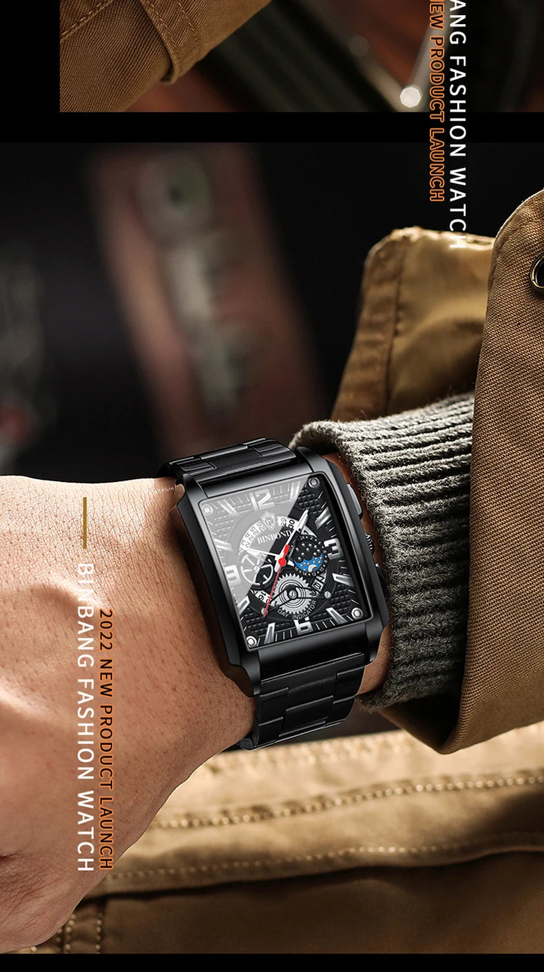 BINBOND Luxury quartz wristwatches luminous waterproof auto date chronograph men's watch business sport fashion casual reloj