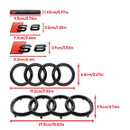 273mm 192mm Car Styling Hood Front Bonnet Grill Rear Trunk Emblem Badge Stickers Glossy Black Accessories For Audi S6 2020-2023