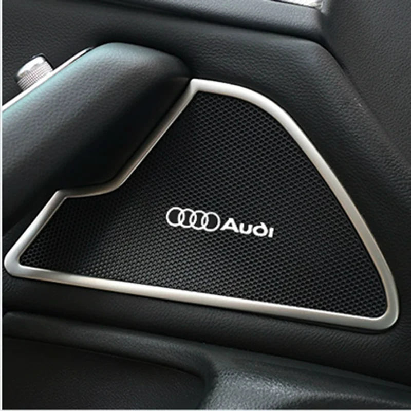3D Aluminum Car Audio Logo Speaker Emblem Badge Sticker For Audi A3 A4 A5 A6 A7 A1 Q2 Q4 Q3 Q5 Q7 Q8 S3 S4 S5 S6 TT Accessories